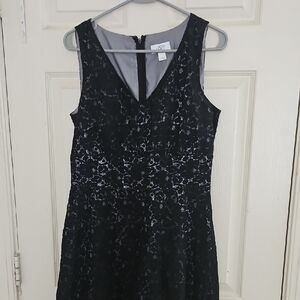 Ann Taylor Black Floral Lace Midi Dress